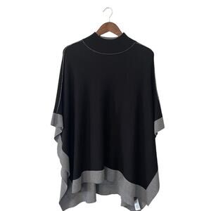 Splendid Black Turtleneck Pancho Sweater Women's M, Lagenlook Cozy Casual